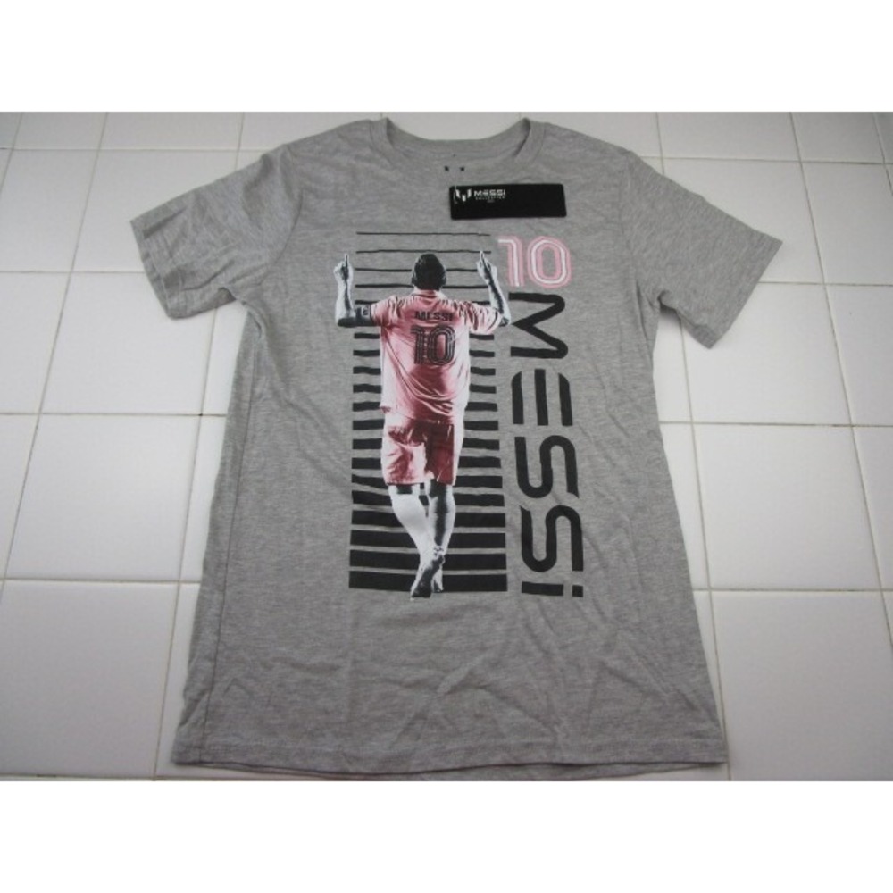 Messi Collection T-Shirt Grey Youth Top Soccer Futbol Size XL 18